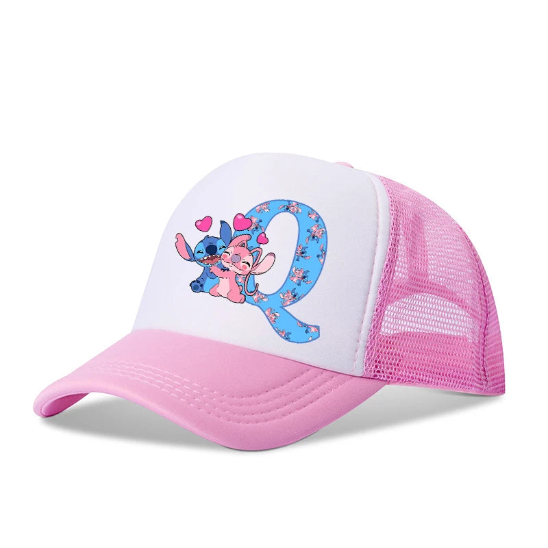 Stitch Disney Boys Girls Baseball Caps Letters A-Z