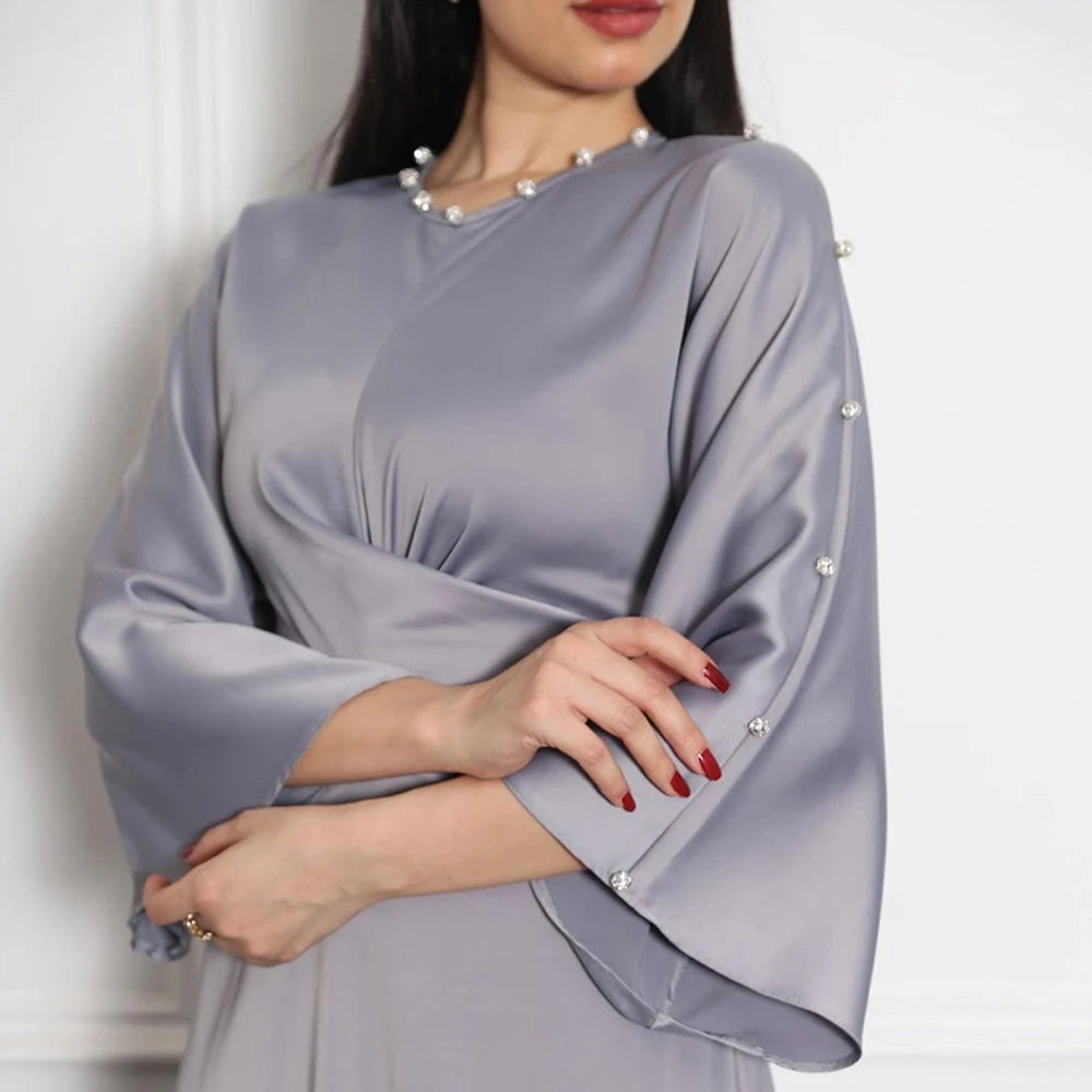 Flare Sleeve With Silver Balls Decoration Dress