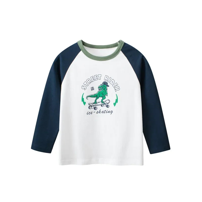 Cartoon Dinosaur Boys Basic Shirt