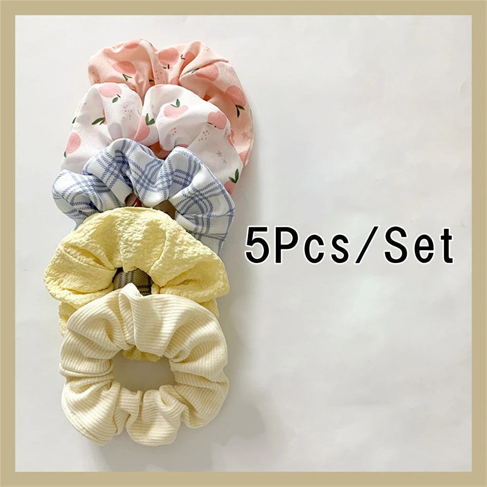 5 Pcs/Set Hair Scrunchies Hair Rope Ties Elastic