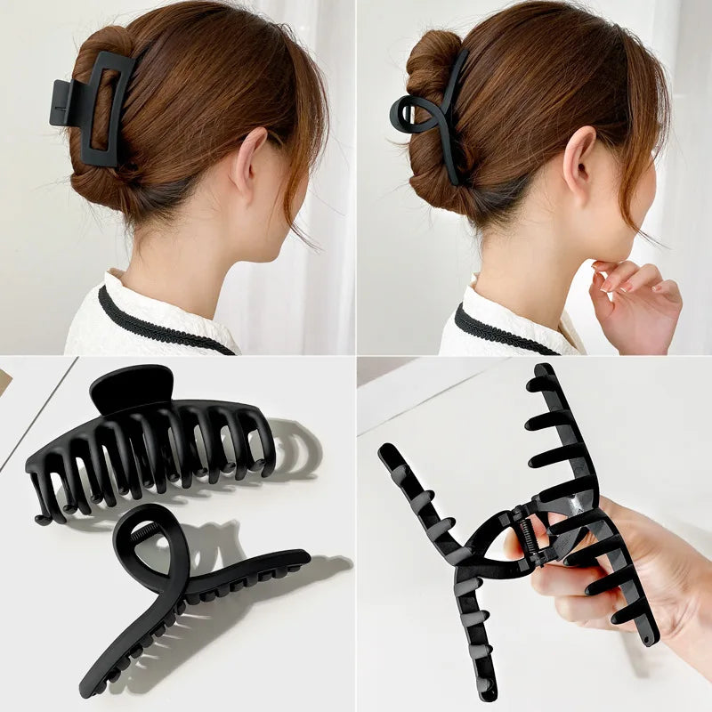 Elegant Black Geometric Plastic Hair Claw