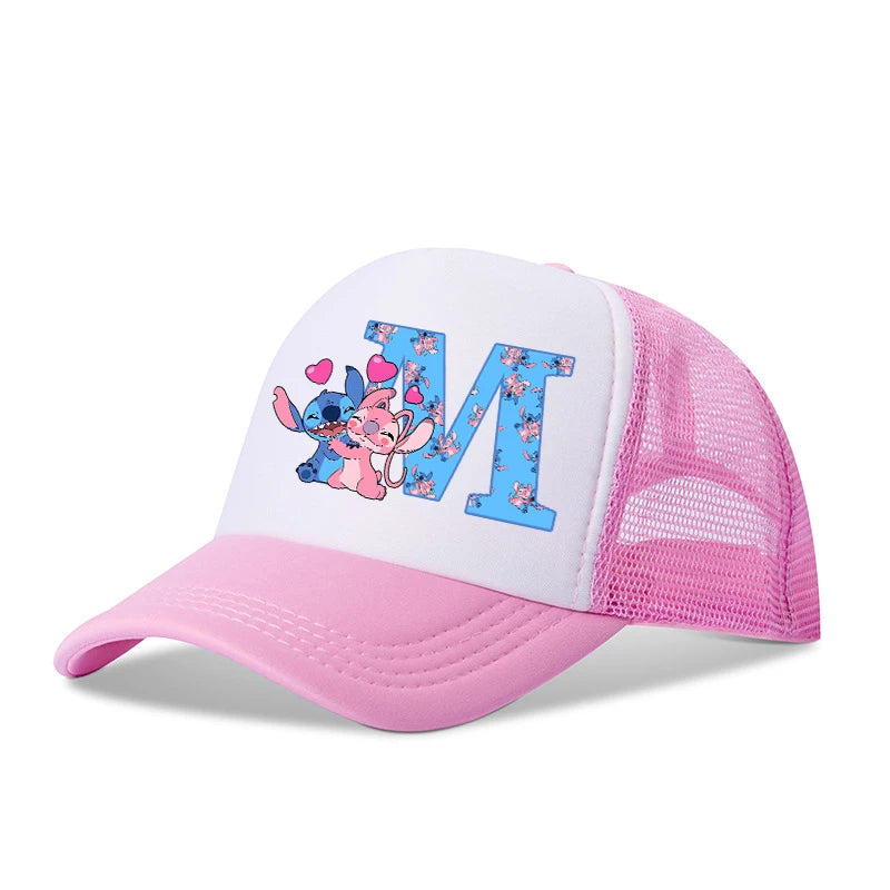 Stitch Disney Boys Girls Baseball Caps Letters A-Z