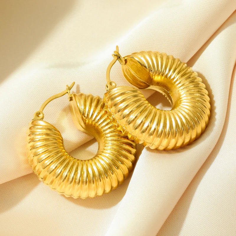 Stainless Steel Round Glossy Circle Hoop Earring