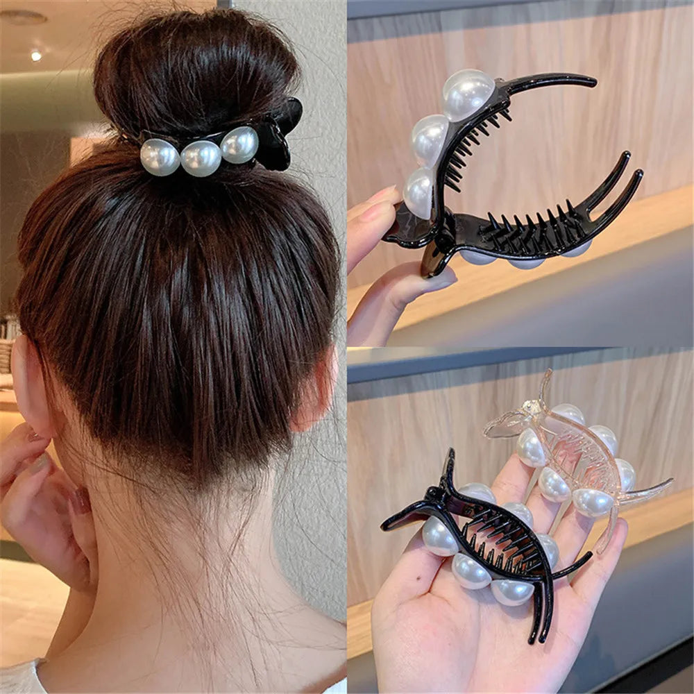 Acrylic Hair Claws Pearl Clips