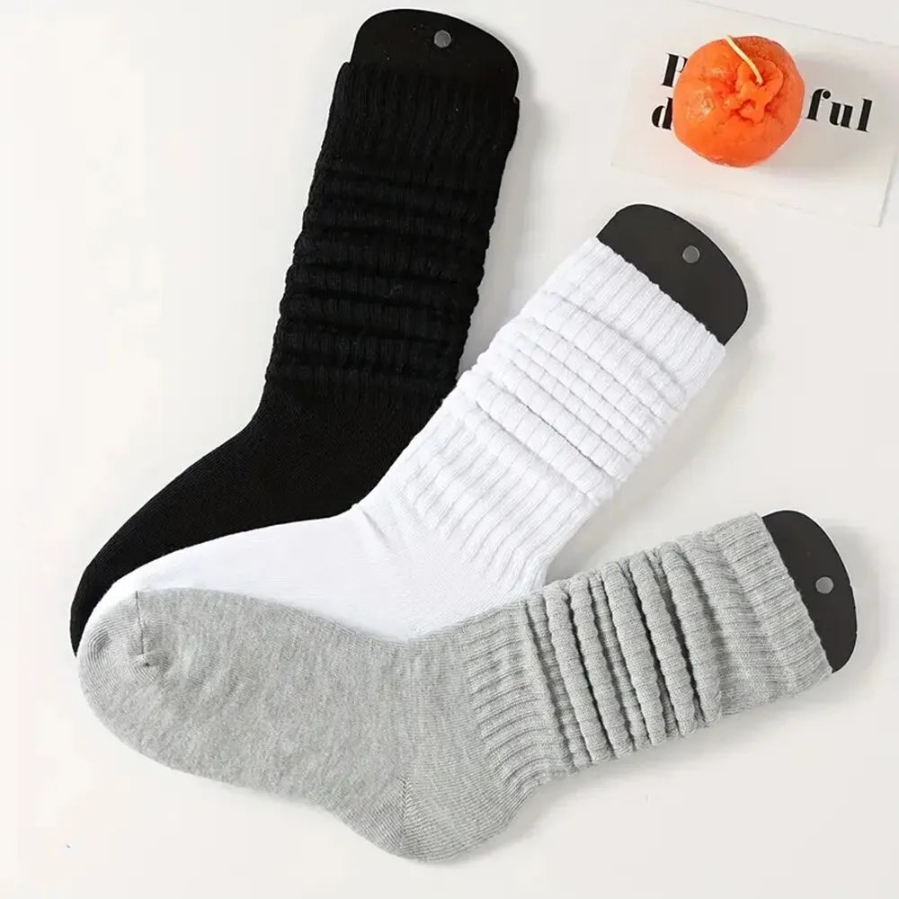 3 Pairs Pleated Mid Length Socks