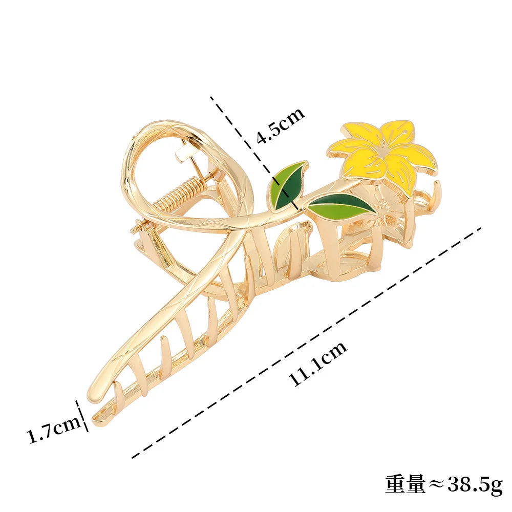 Fashion Flowers Hollow Metal Hair Claw