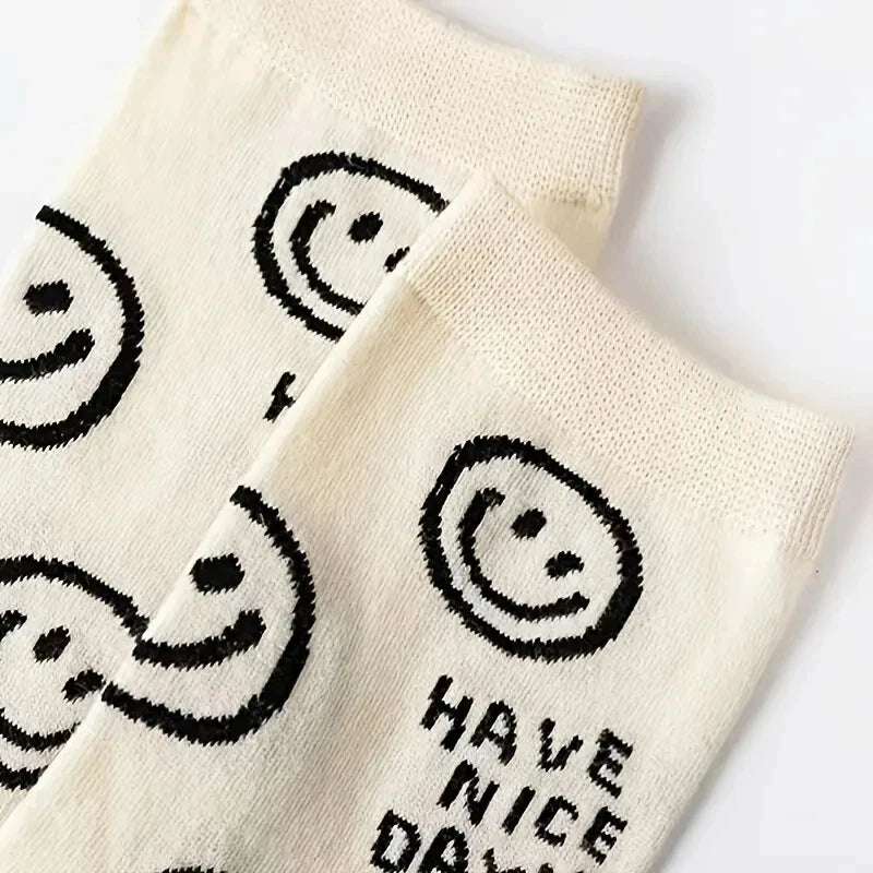 5/10 Pairs Happy Face Crew Socks