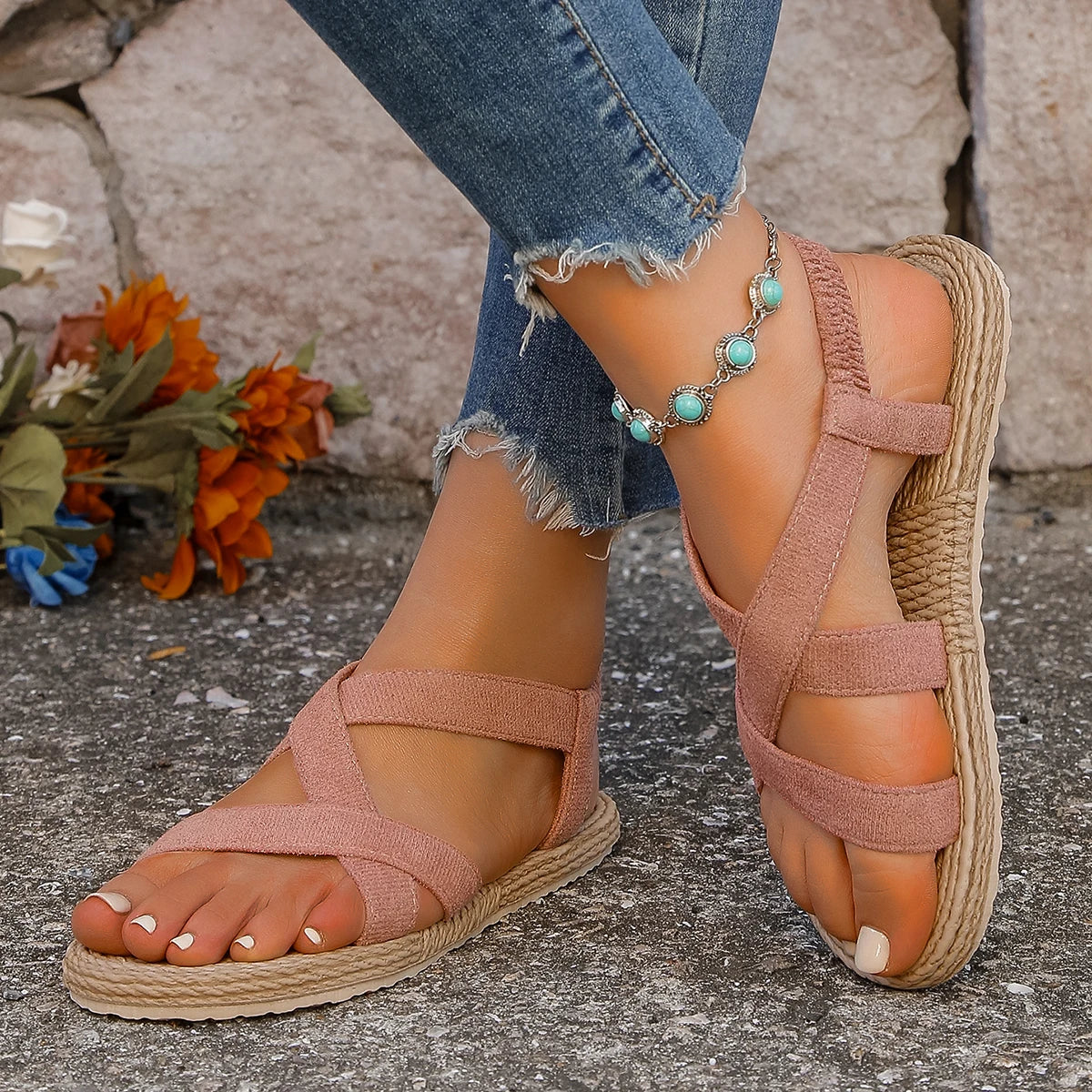 Women's Fashion Solid Color Trend Anti-Slip Sandals