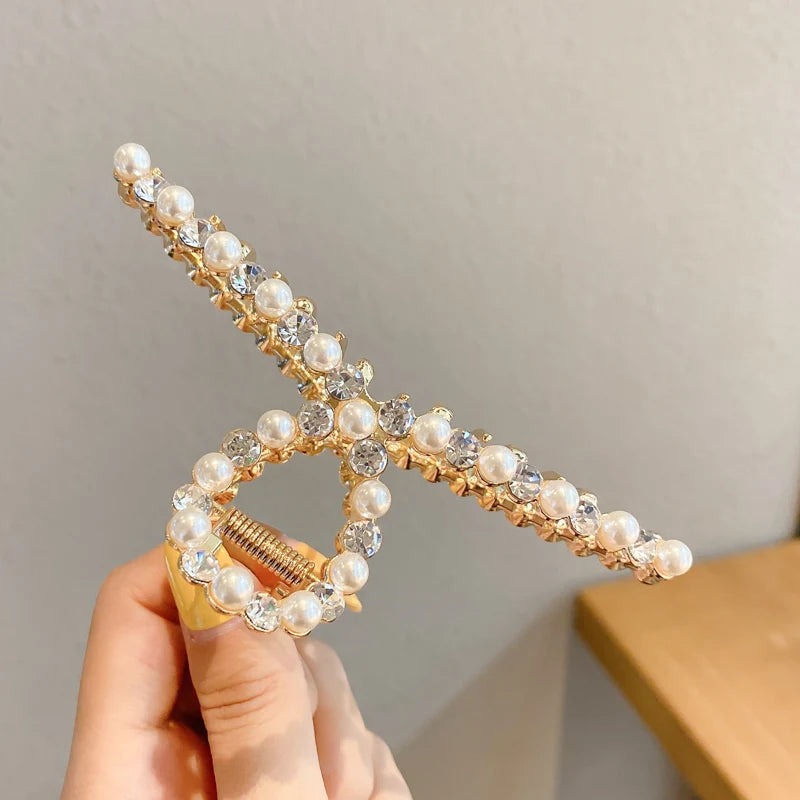 Metal Gold Pearl Hair Clips