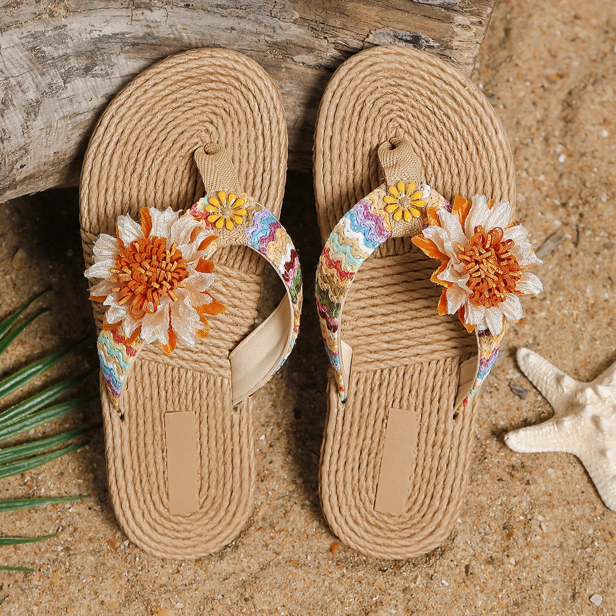 Women's Fashion Sunflower Anti-Slip Flat Flip Flops