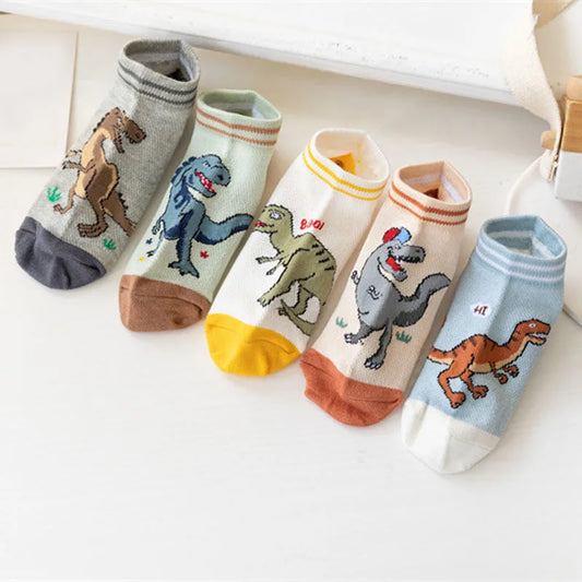 5 Pairs Boy's Dinosaur Pattern Socks