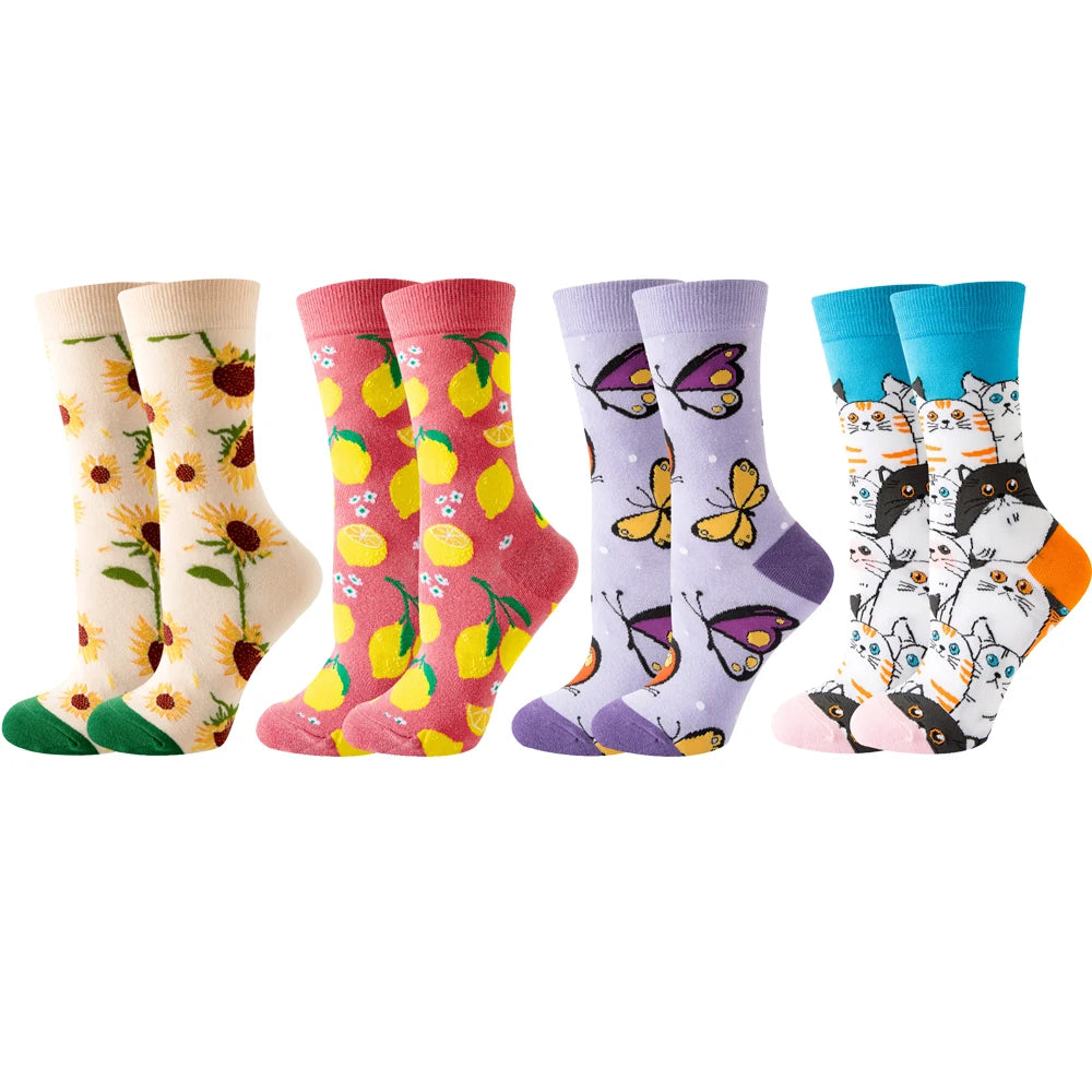 4 Pairs New Fashion Colorful Funny  Socks