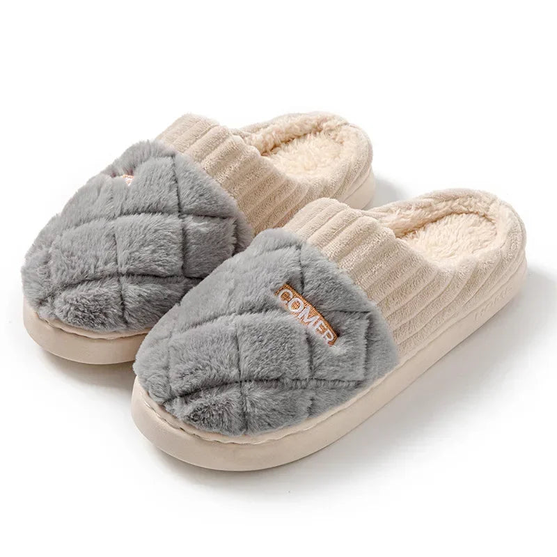 Winter Short Plush Warm  Cotton Slippers