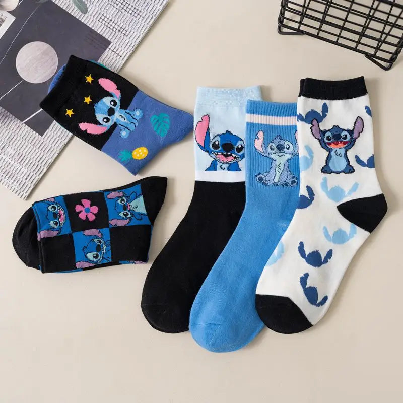 New Disney Anime Cartoon Kawaii Stitch Pure Cotton Socks