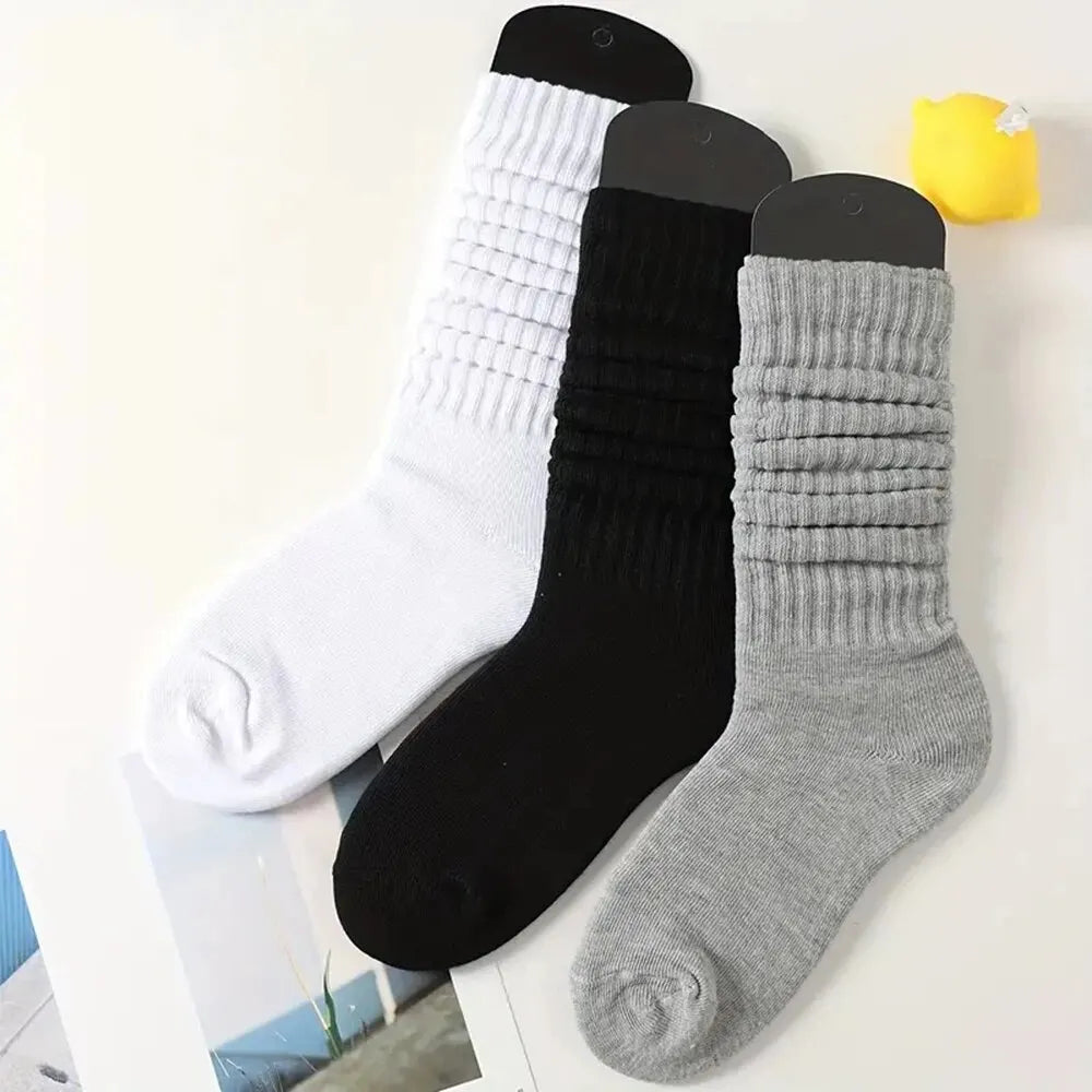 3 Pairs Pleated Mid Length Socks