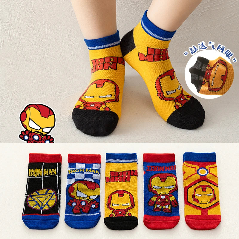 5 Pairs Children Socks Spiderman Anime Kids