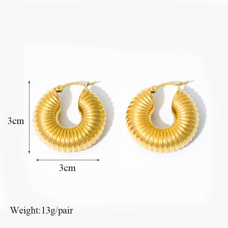 Stainless Steel Round Glossy Circle Hoop Earring