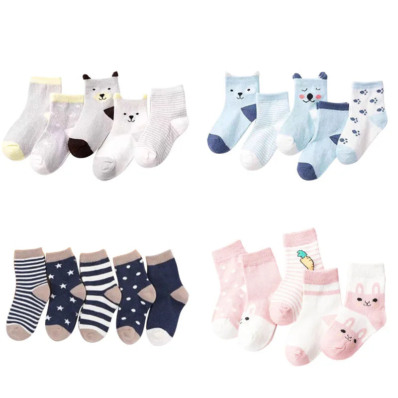 5 Pairs Cartoon Baby Socks