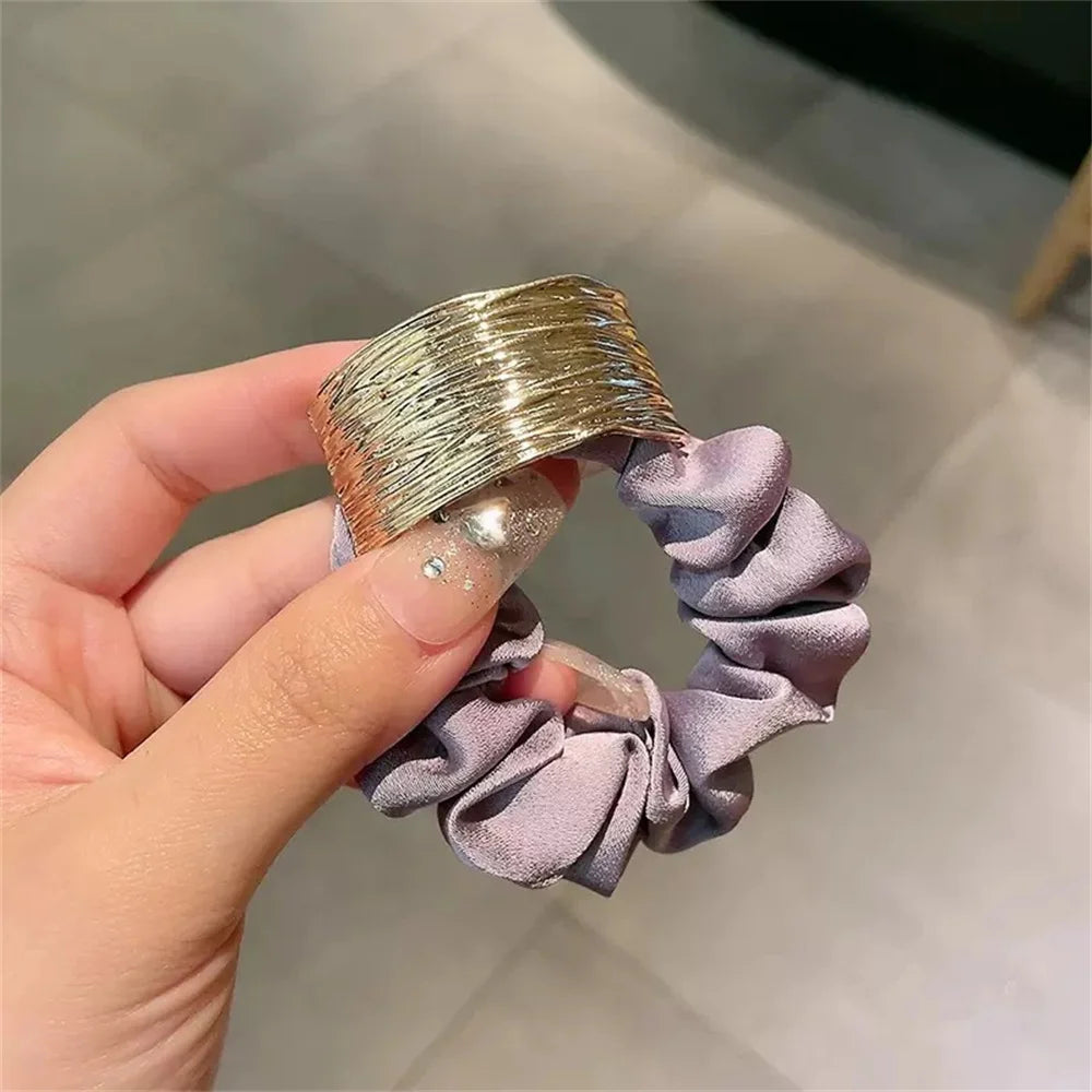 New Korean Style Satin Metal Hair Rope