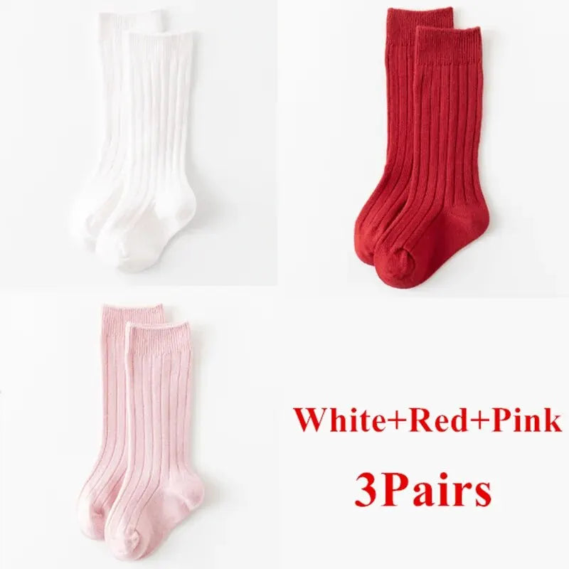 3Pairs/Lot Baby Knee High Socks