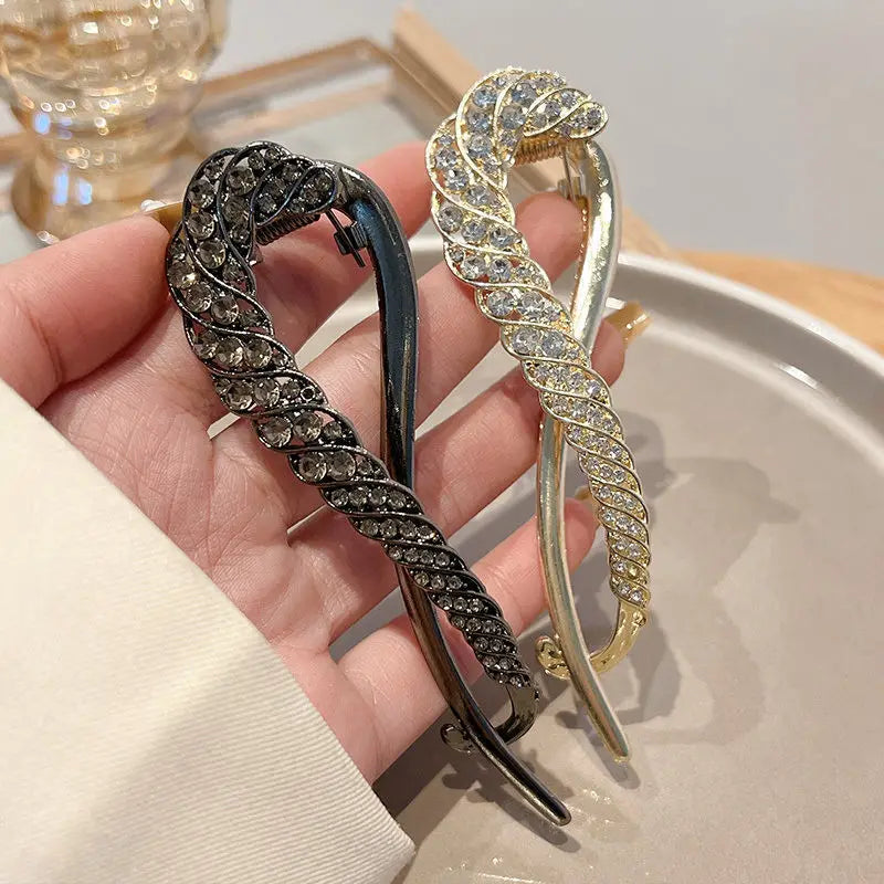 New Delicate S Shape Hair Clip Crystal Wheat