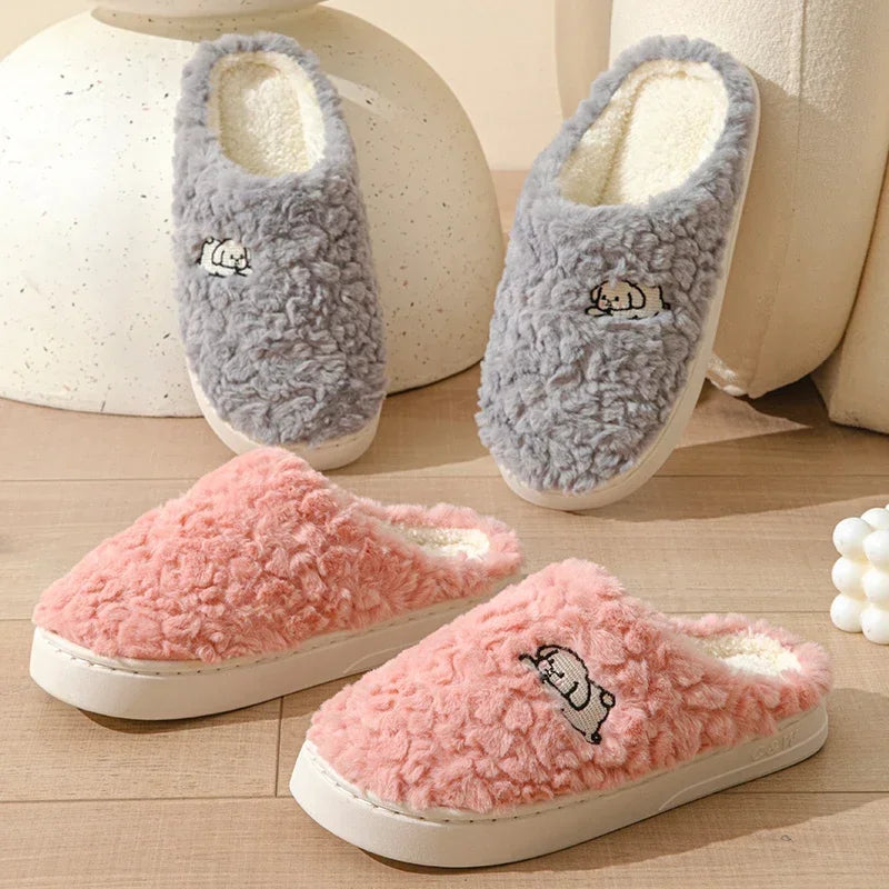 Winter Plush Warm Women Cotton Slippers