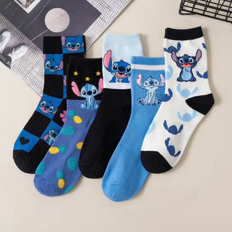 New Disney Anime Cartoon Kawaii Stitch Pure Cotton Socks