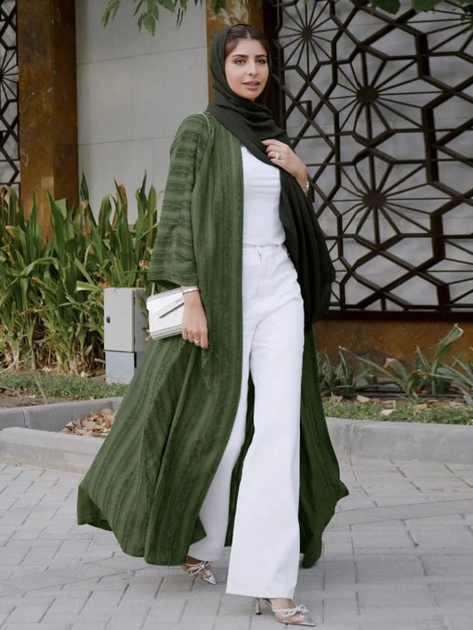 Abaya Solid Striped Retro