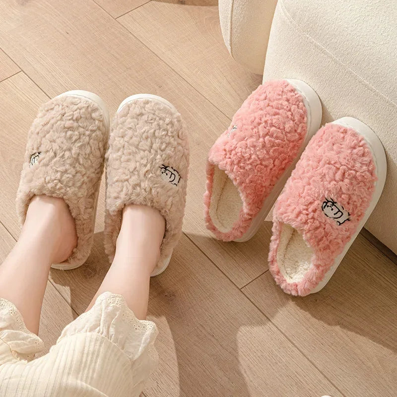 Winter Plush Warm Women Cotton Slippers