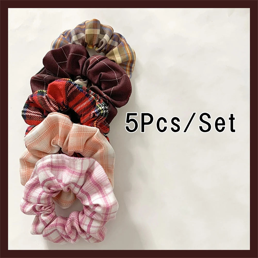 5 Pcs/Set Hair Scrunchies Hair Rope Ties Elastic