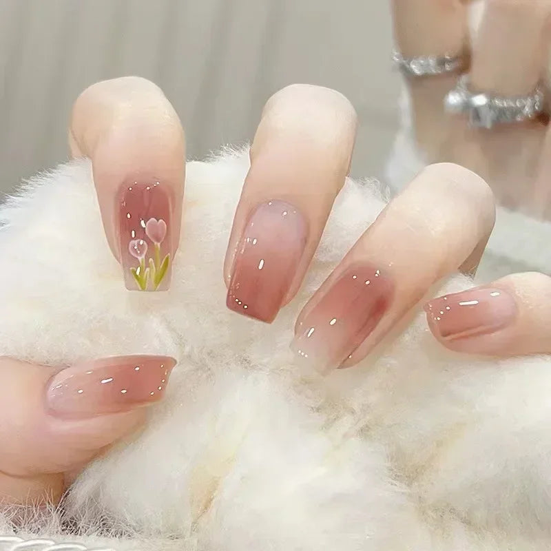 24Pcs Pearl Fake Nails