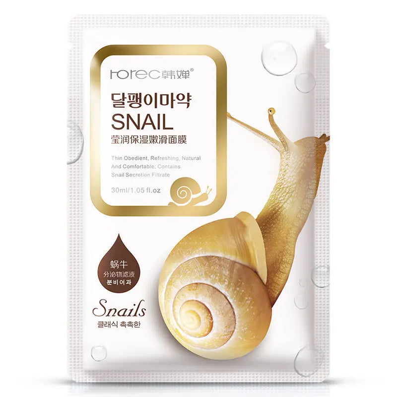 10pcs Snail Moisturizing Face Mask Replenishment Oil Control