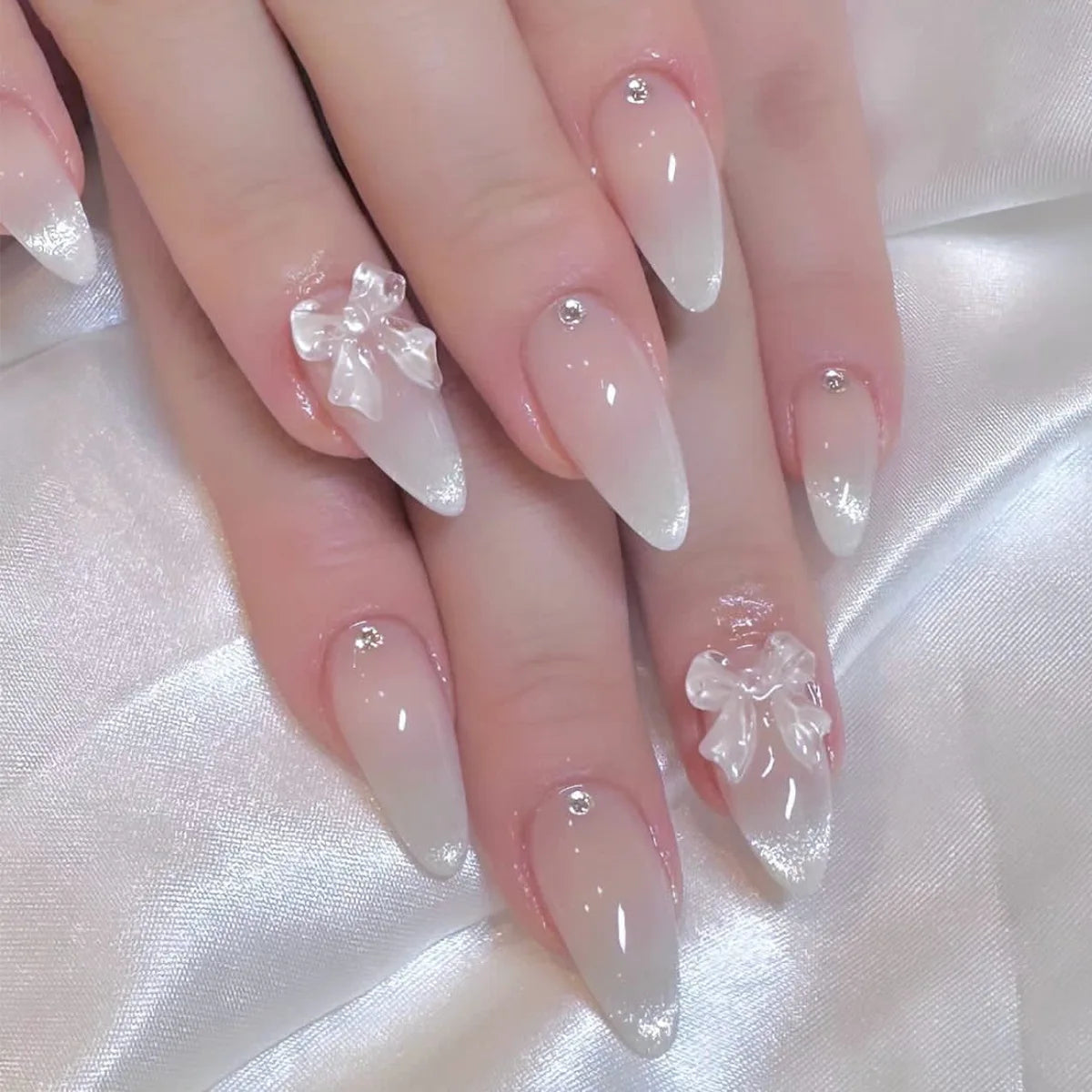 24Pcs Almond Fake Nails Long