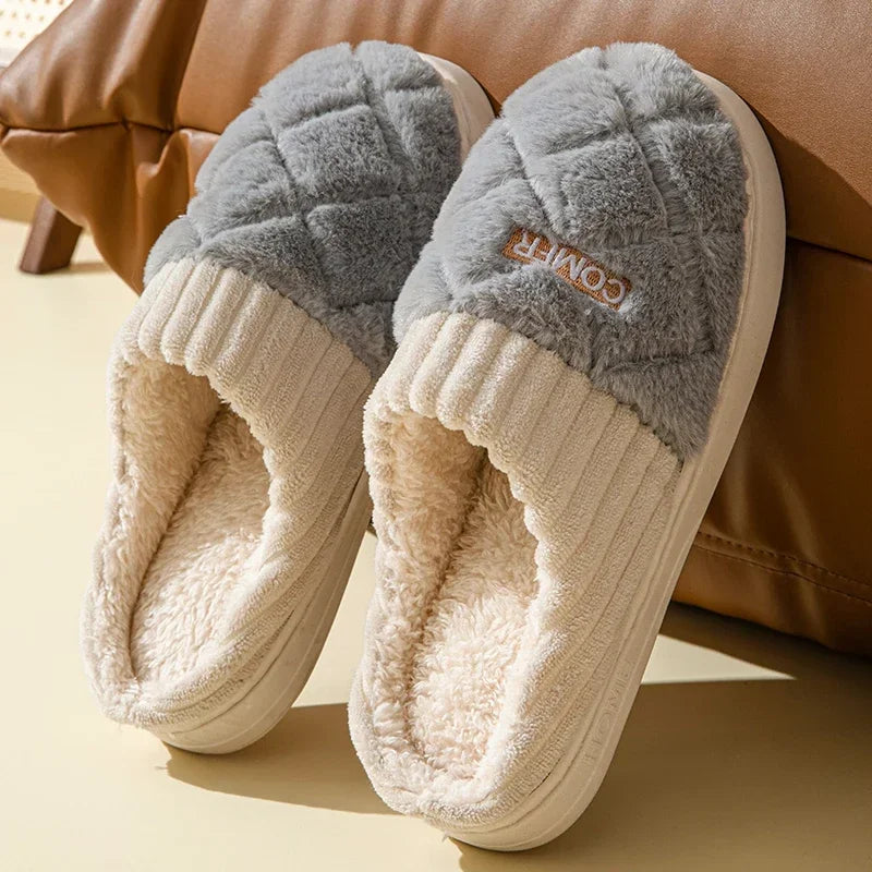 Winter Short Plush Warm  Cotton Slippers