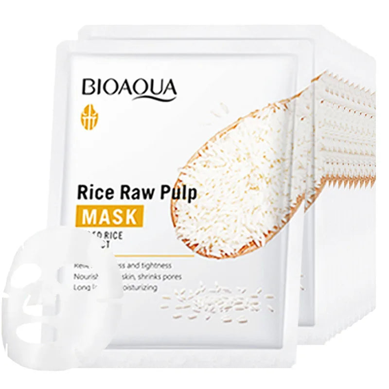 10pcs Raw Rice Pulp Facial Mask