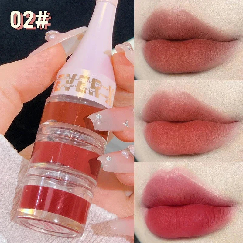 3 in 1 Lipstick with Lip Brush Three Layer