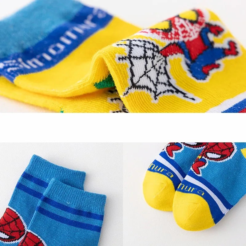 5 Pairs Autumn Winter Spiderman Children's Socks