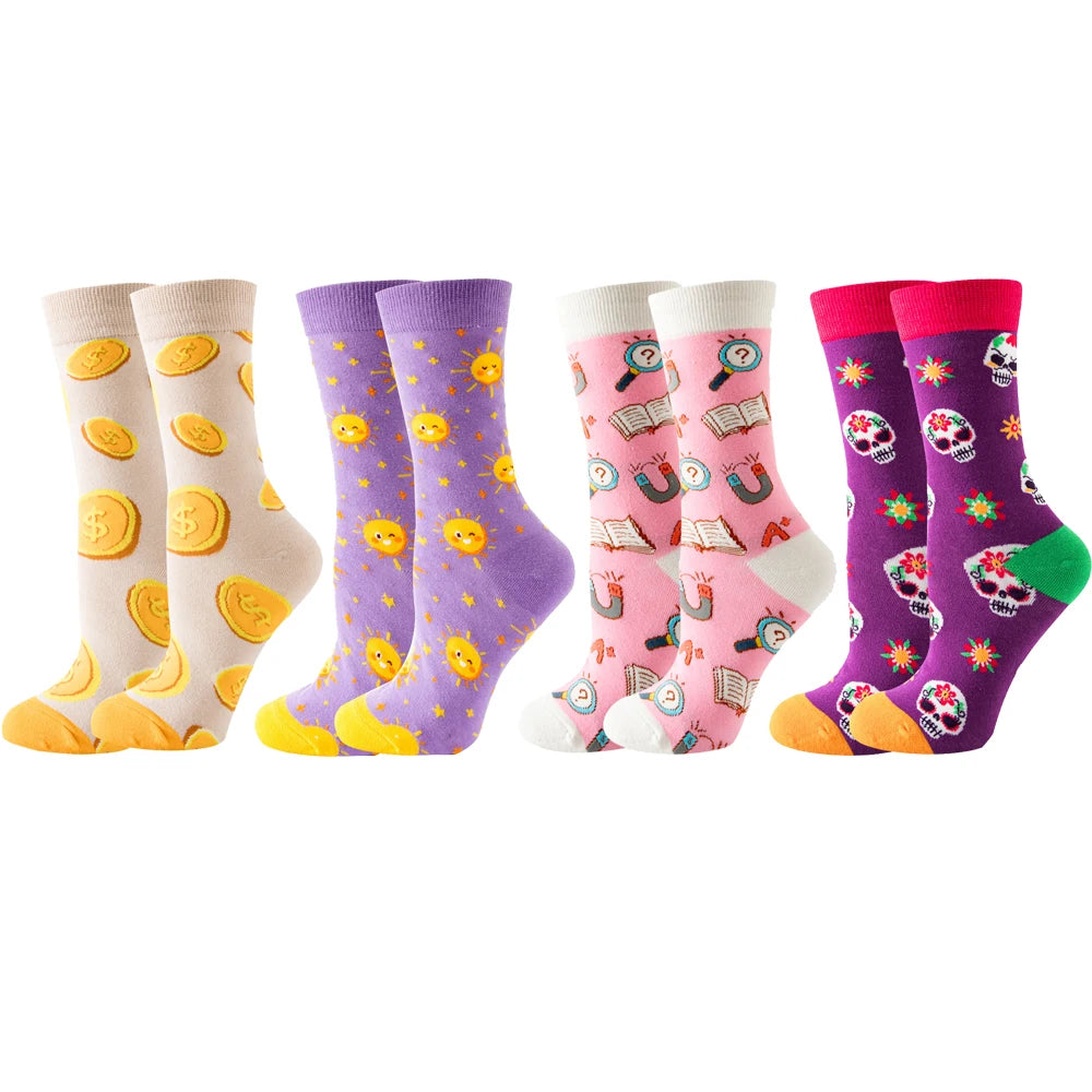 4 Pairs New Fashion Colorful Funny  Socks