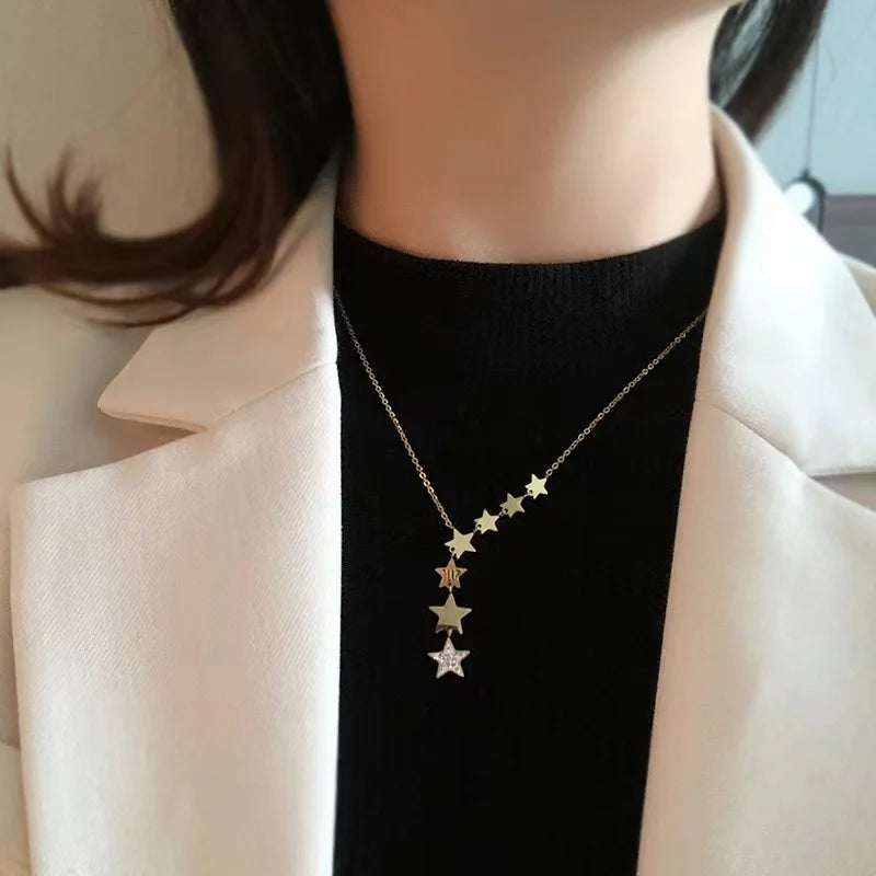 Stainless Steel Pentagram Star Pendant Necklace