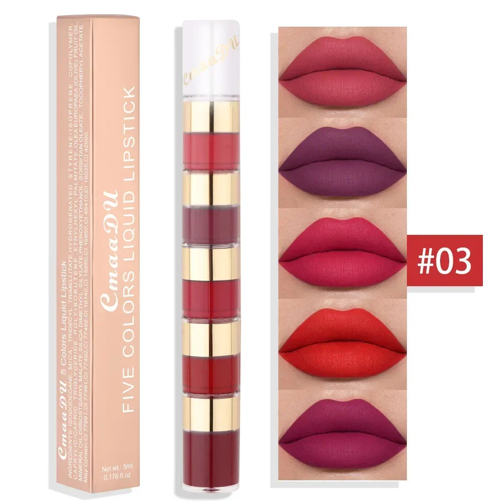 3 in 1 Lipstick with Lip Brush Three Layer