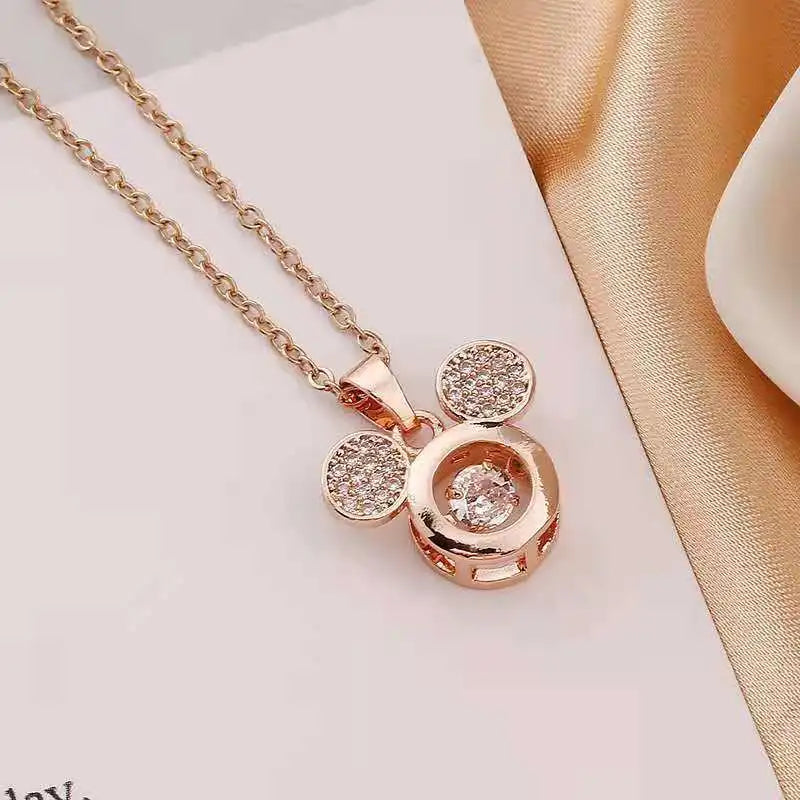 Mickey Mouse Studded with Zircon Necklace