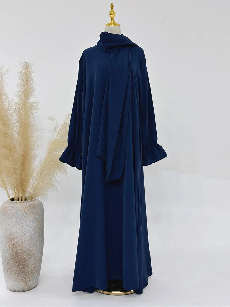 Dubai Dresses With Headscarf Flare Sleeve