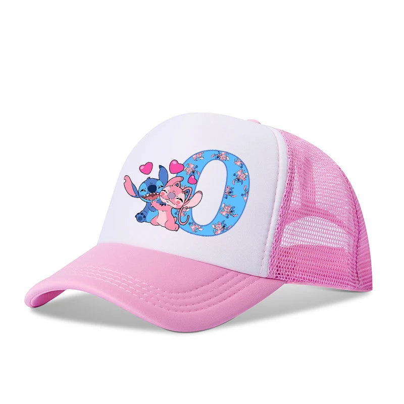 Stitch Disney Boys Girls Baseball Caps Letters A-Z