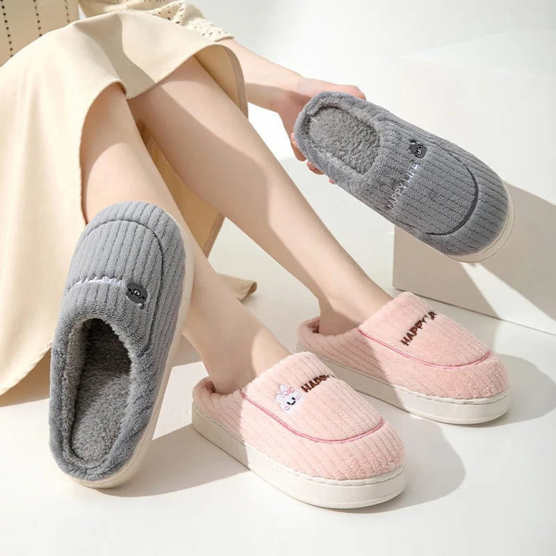 Fluffy Slippers  Plush Cotton Shoes