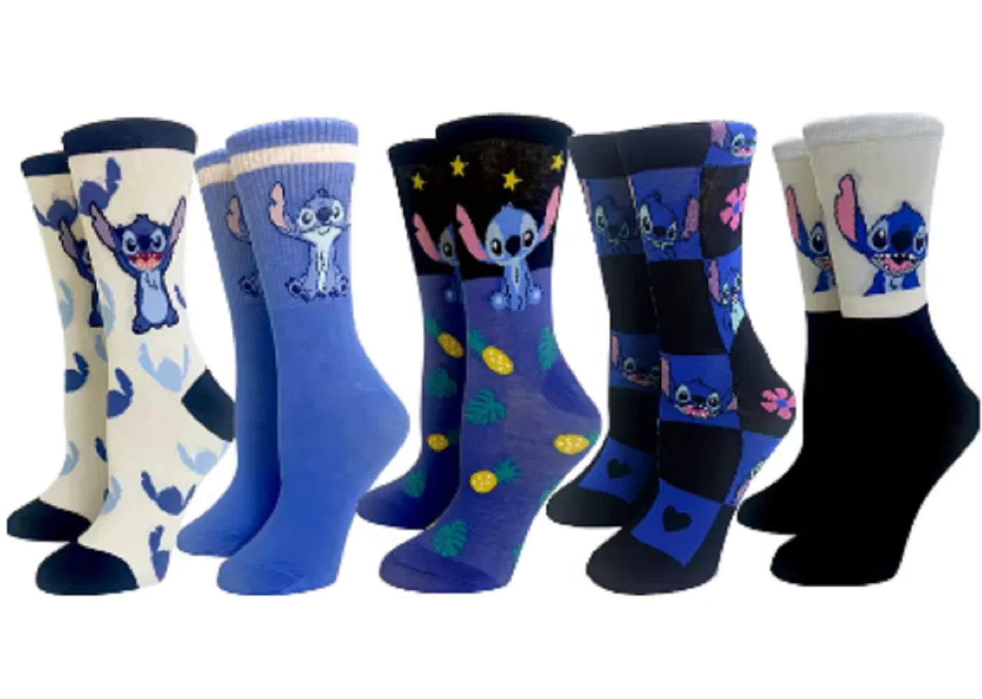 5 Pairs Cartoon Stitch Women socks