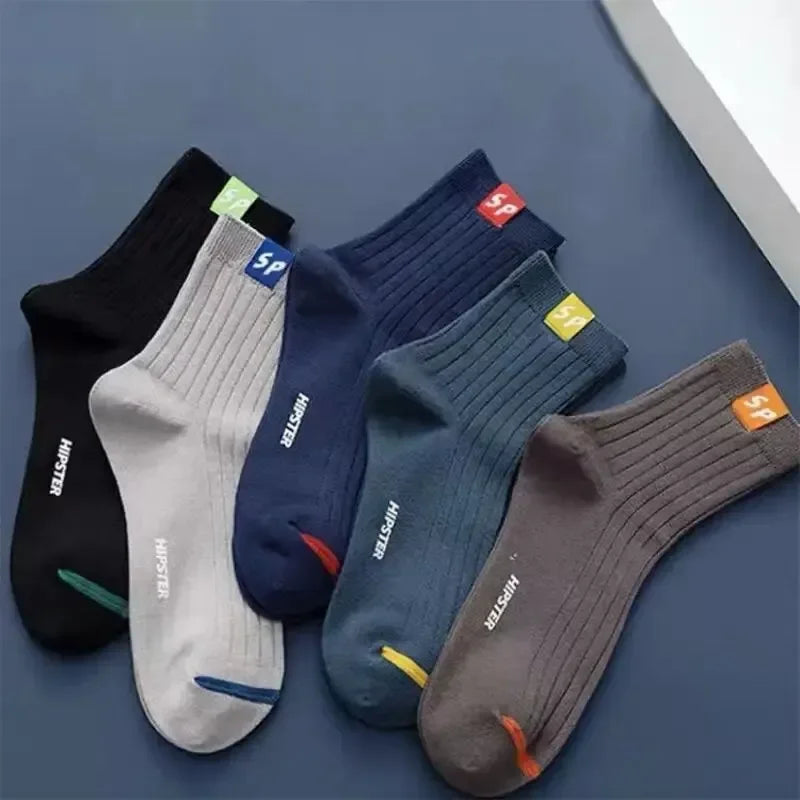 5 Pairs Men's Socks Mid-Calf Socks