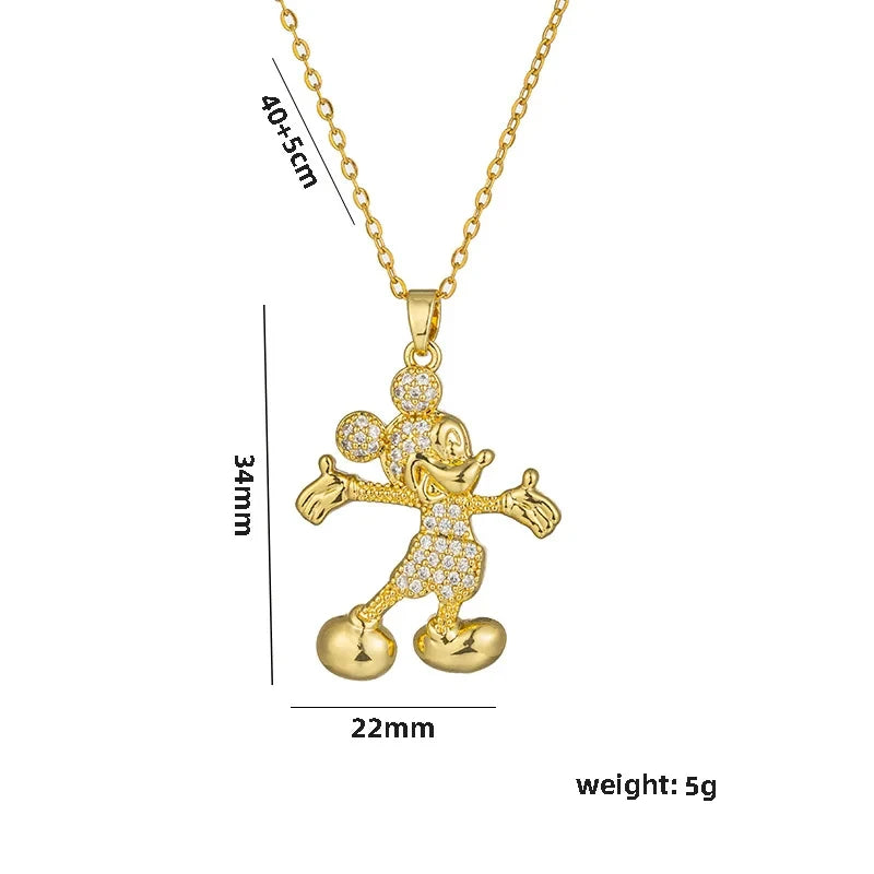 Mickey Mouse Studded with Zircon Necklace