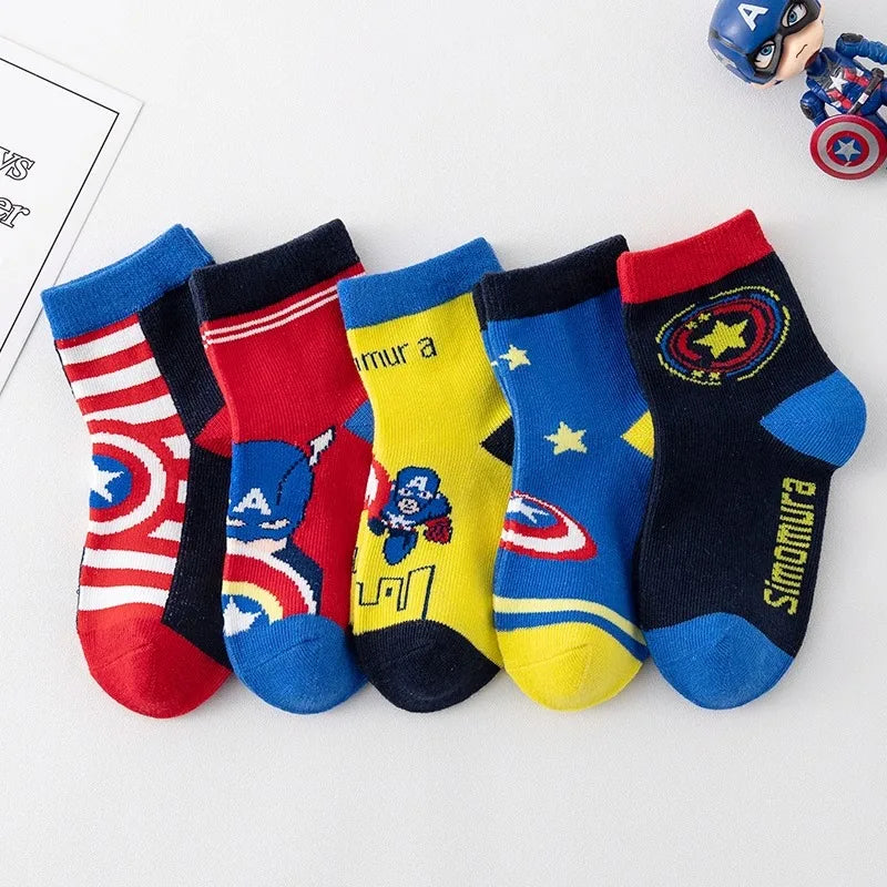 5 Pairs Autumn Winter Spiderman Children's Socks