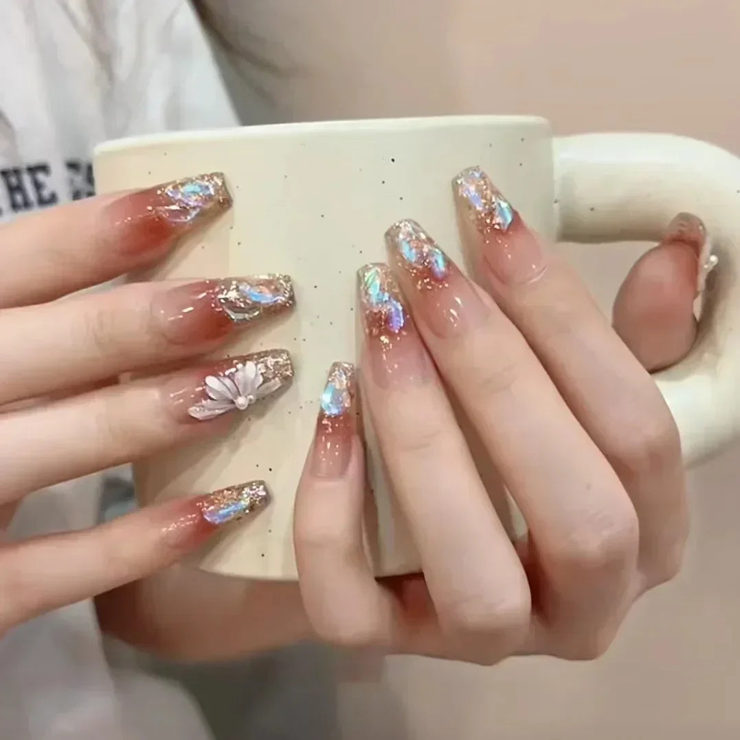 24Pcs Pearl Fake Nails