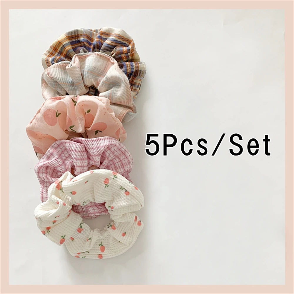 5 Pcs/Set Hair Scrunchies Hair Rope Ties Elastic